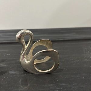 Silver Swan Shaped Napkin Rings Set of 8 vintage